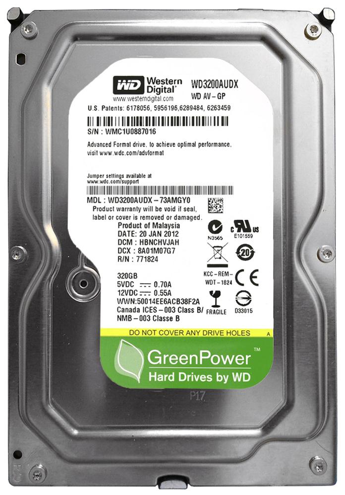 WD3200AUDX-73AMGY0 Western Digital AV-GP 320GB 5400RPM SATA 6Gbps 32MB Cache 3.5-inch Internal Hard Drive