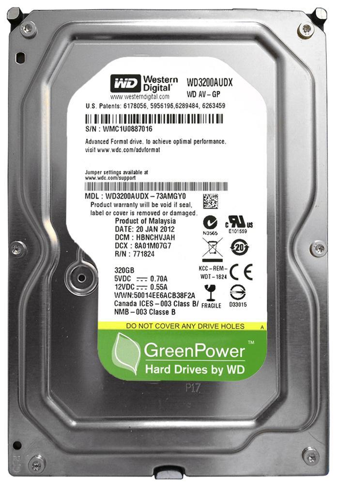 WD3200AUDX Western Digital AV-GP 320GB 5400RPM SATA 6Gbps 32MB Cache 3.5-inch Internal Hard Drive