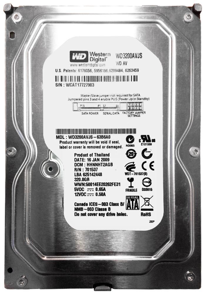 WD3200AVJS-63B6A0 Western Digital AV 320GB SATA 3.0 Gbps Hard Drive
