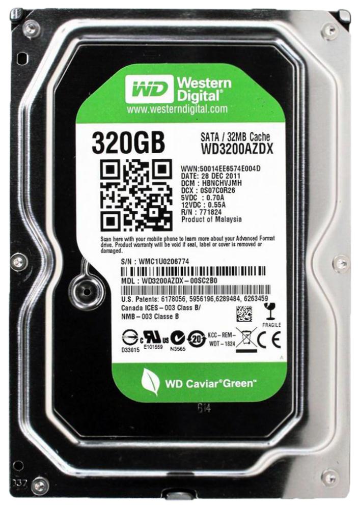 WD3200AZDX Western Digital Caviar Green 320GB 5400RPM SATA 6Gbps 32MB Cache 3.5-inch Internal Hard Drive