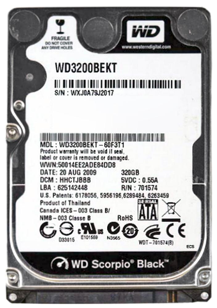WD3200BEKT Western Digital Scorpio Black 320GB 7200RPM SATA 3Gbps 16MB Cache 2.5-inch Internal Hard Drive