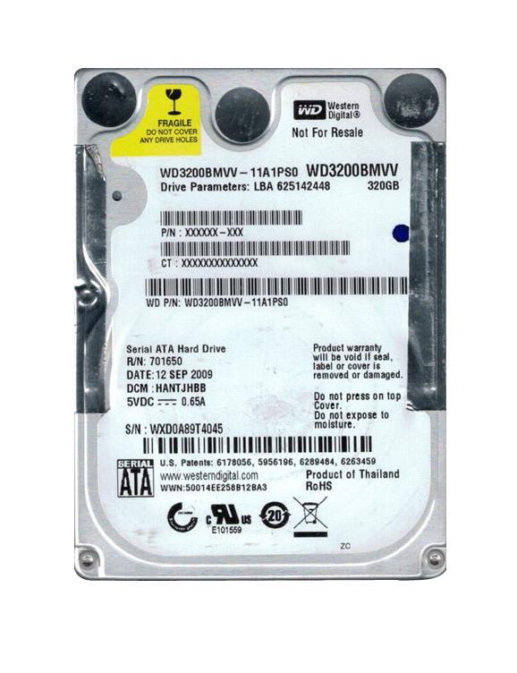 WD3200BMVV-11A9MS0 Western Digital 320GB 5400RPM USB 2.0 2.5-inch Internal Hard Drive