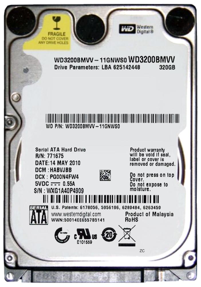 WD3200BMVV-11GNWS0 Western Digital 320GB 5400RPM USB 2.0 2.5-inch Internal Hard Drive