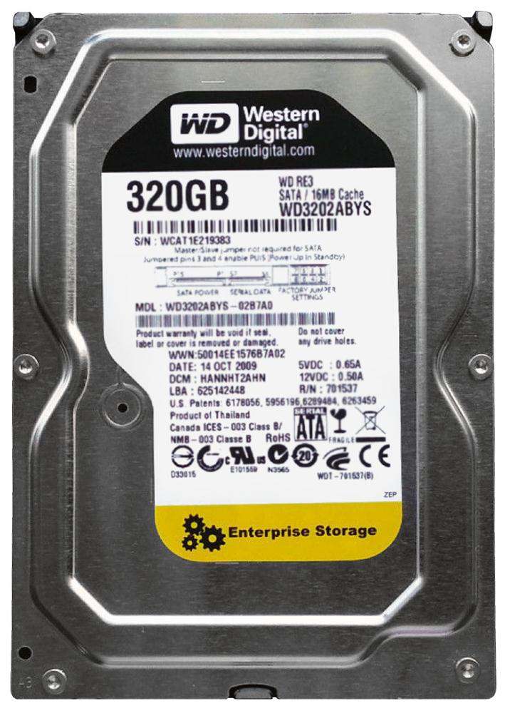WD3202ABYS-02B7A0 Western Digital RE3 320GB 7200RPM SATA 3Gbps 16MB Cache 3.5-inch Internal Hard Drive