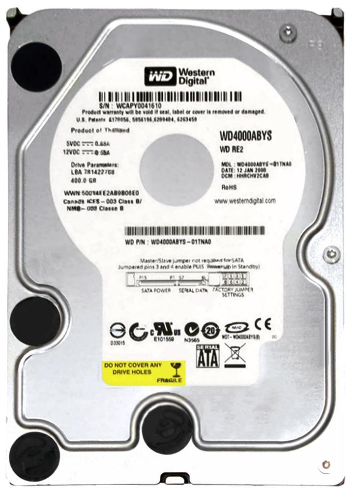 WD4000ABYS Western Digital Caviar RE 400GB 7200RPM SATA 3Gbps 16MB Cache 3.5-inch Internal Hard Drive