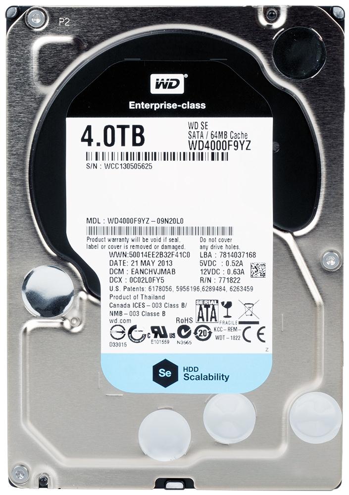 WD4000F9YZ Western Digital SE 4TB 7200RPM SATA 6Gbps 64MB Cache 3.5-inch Internal Hard Drive