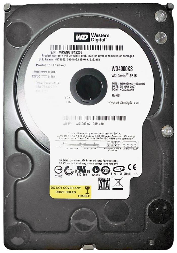 WD4000KS Western Digital Caviar SE-16 400GB 7200RPM SATA 3Gbps 16MB Cache 3.5-inch Internal Hard Drive
