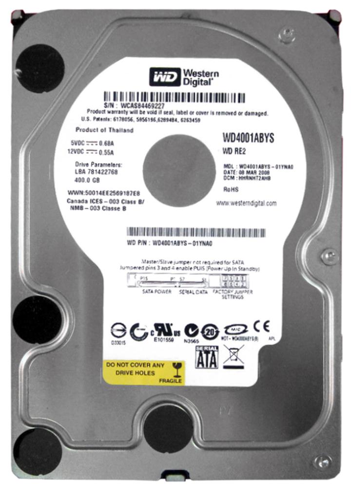 WD4001ABYS Western Digital RE2 400GB 7200RPM SATA 3Gbps 16MB Cache 3.5-inch Internal Hard Drive