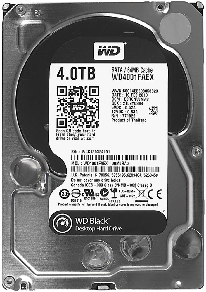 WD4001FAEX Western Digital Black 4TB 7200RPM SATA 6Gbps 64MB Cache 3.5-inch Internal Hard Drive