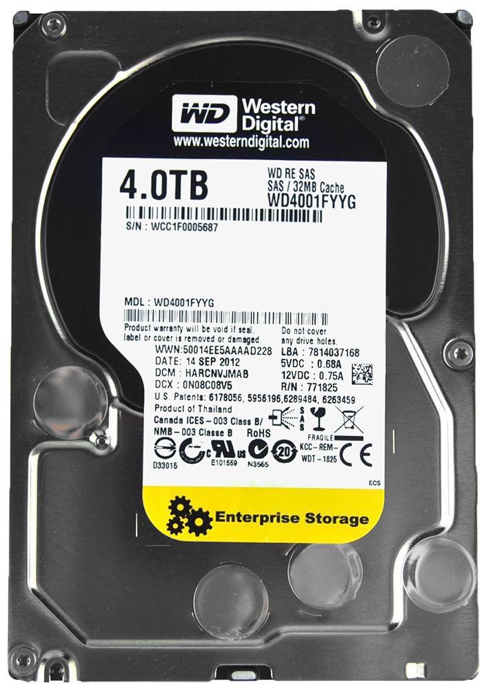 WD4001FYYG-O1NCVWO Western Digital RE 4TB 7200RPM SAS 6Gbps 32MB Cache 3.5-inch Internal Hard Drive