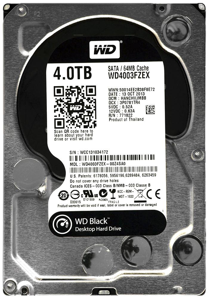 WD4003FZEX Western Digital Black 4TB 7200RPM SATA 6Gbps 64MB Cache 3.5-inch Internal Hard Drive