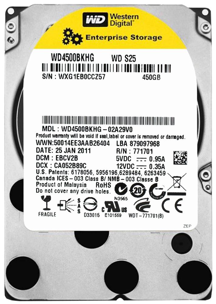 WD4500BKHG-02A29V0 Western Digital S25 450GB 10000RPM SAS 6Gbps 32MB Cache 2.5-inch Internal Hard Drive