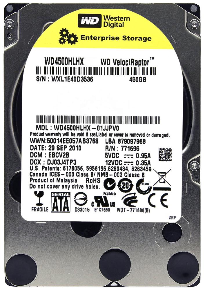 WD4500HLHX-01JJPV0 Western Digital VelociRaptor 450GB 10000RPM SATA 6Gbps 32MB Cache 3.5-inch Internal Hard Drive