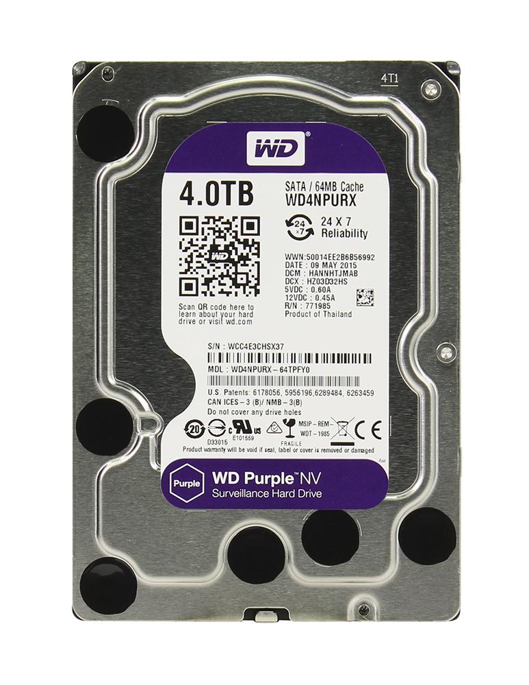 WD4NPURX-64TPFY0 Western Digital Purple NV 4TB 5400RPM SATA 6Gbps 64MB Cache 3.5-inch Internal Hard Drive
