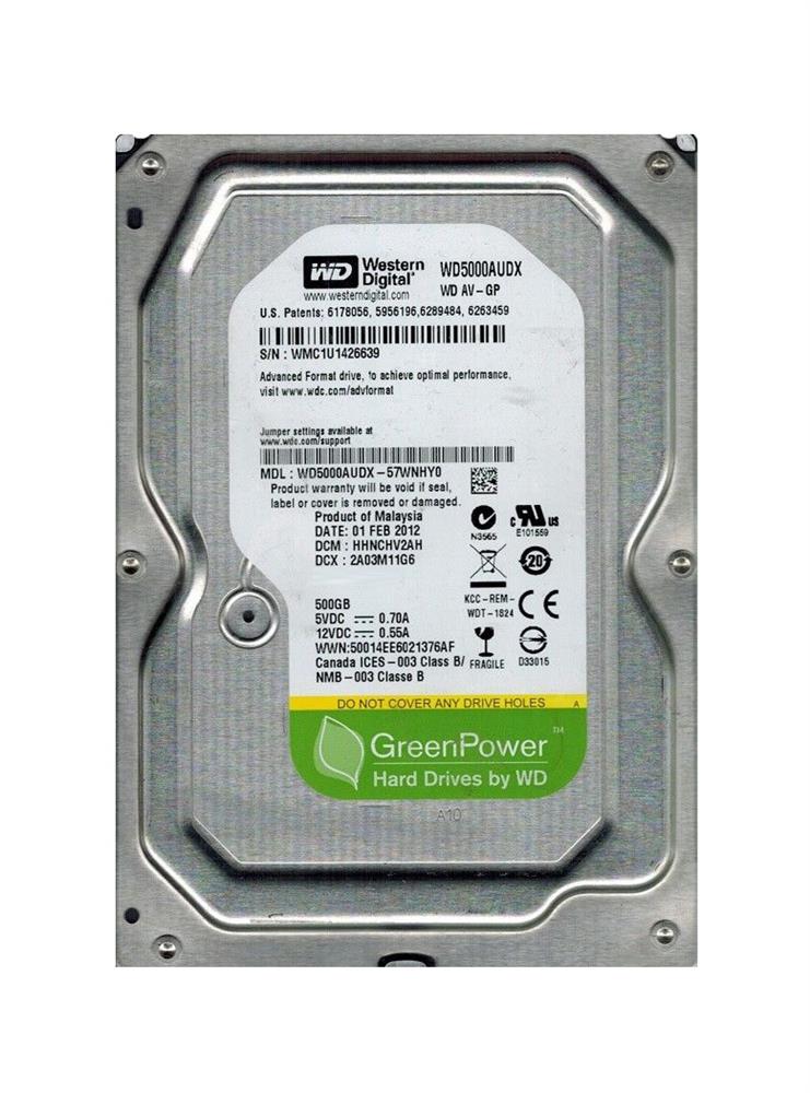 WD5000AUDX-57WNHY0 Western Digital AV-GP 500GB 5400RPM SATA 6Gbps 32MB Cache 3.5-inch Internal Hard Drive