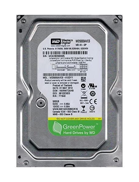 WD5000AVCS-612DYI Western Digital AV-GP 500GB 5400RPM SATA 3Gbps 16MB Cache 3.5-inch Internal Hard Drive