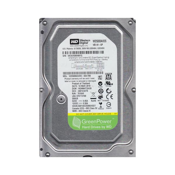 WD5000AVDS-63U7BO Western Digital AV-GP 500GB 5400RPM SATA 3Gbps 32MB Cache 3.5-inch Internal Hard Drive