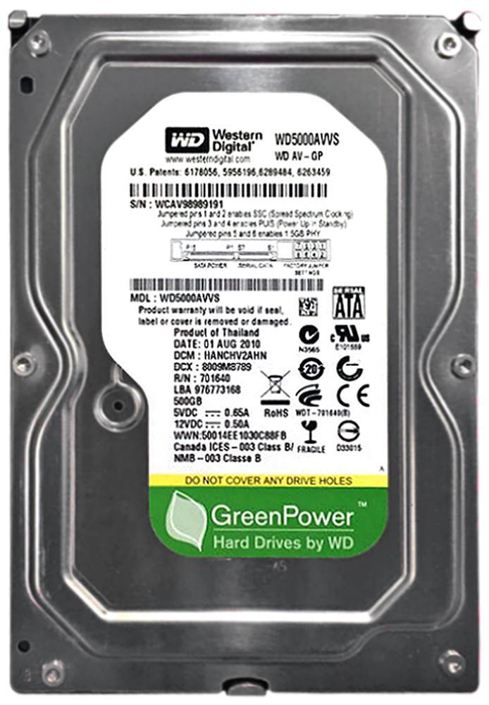 WD5000AVVS-OOHOB1 Western Digital AV-GP 500GB 7200RPM SATA 3Gbps 8MB Cache 3.5-inch Internal Hard Drive