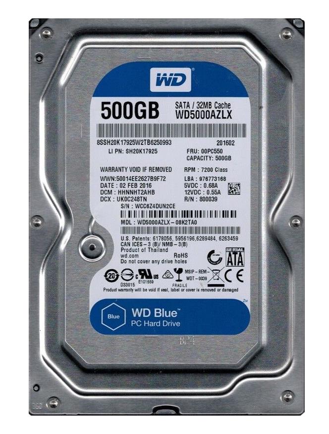 Western Digital 500GB 3.5" 7200RPM SATA Internal Desktop Hard Drive WD5000AZLX 