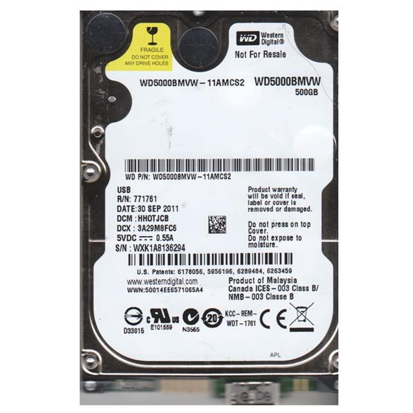 WD5000BMVW Western Digital 500GB 5400RPM USB 3.0 2.5-inch Internal Hard Drive for WD Passport