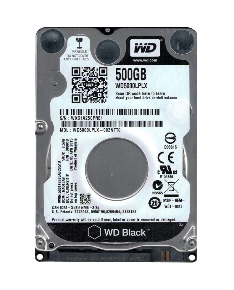 WD5000LPLX-00ZNTT0 Western Digital Black 500GB 7200RPM SATA 6Gbps 32MB Cache 2.5-inch Internal Hard Drive