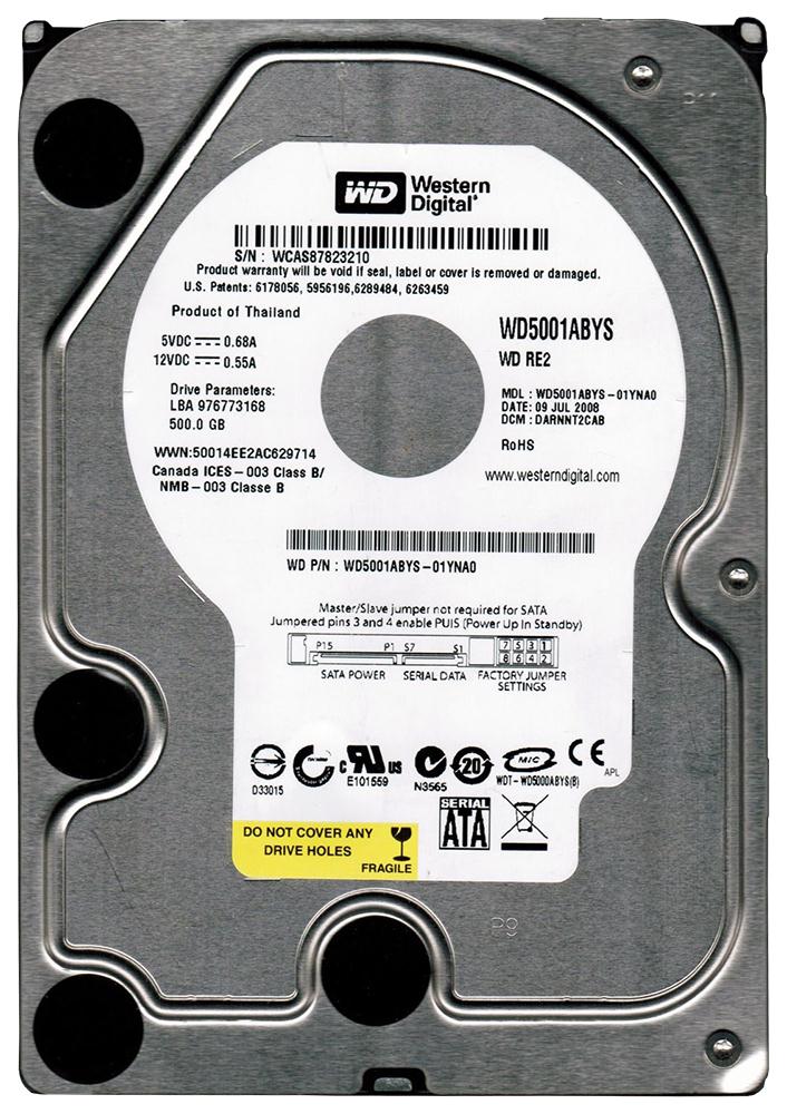 WD5001ABYS-01YNA0 Western Digital RE2 500GB 7200RPM SATA 3Gbps 16MB Cache 3.5-inch Internal Hard Drive