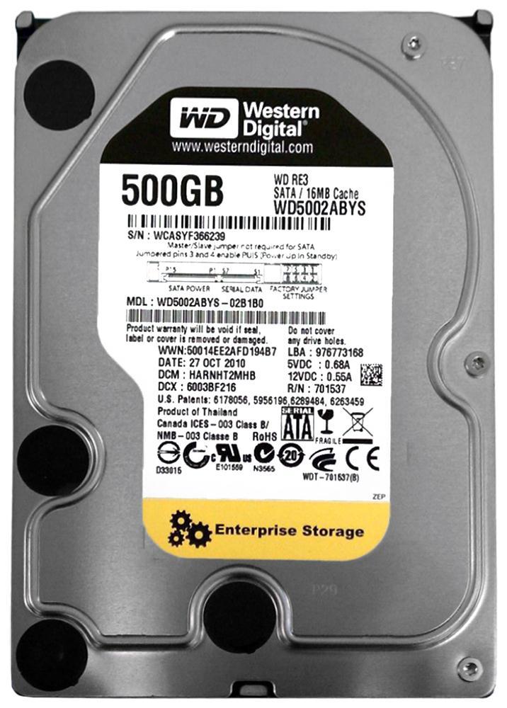 WD5002ABYS-O2B1BO Western Digital RE3 500GB 7200RPM SATA 3Gbps 16MB Cache 3.5-inch Internal Hard Drive