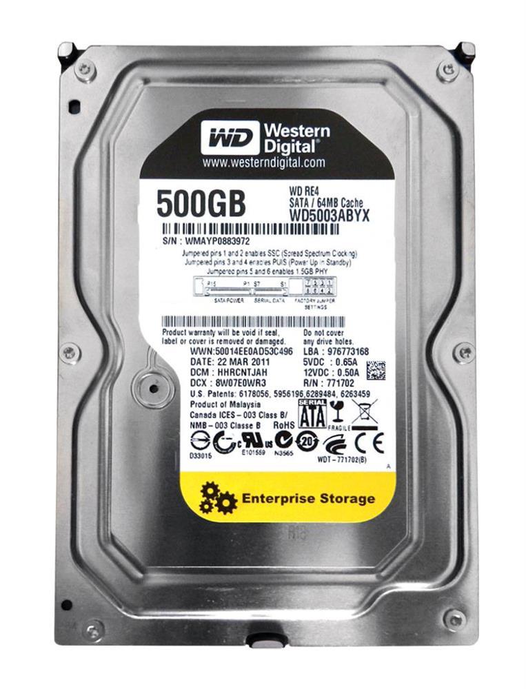 WD5003ABYX-A1 Western Digital RE4 500GB 7200RPM SATA 3Gbps 64MB Cache 3.5-inch Internal Hard Drive