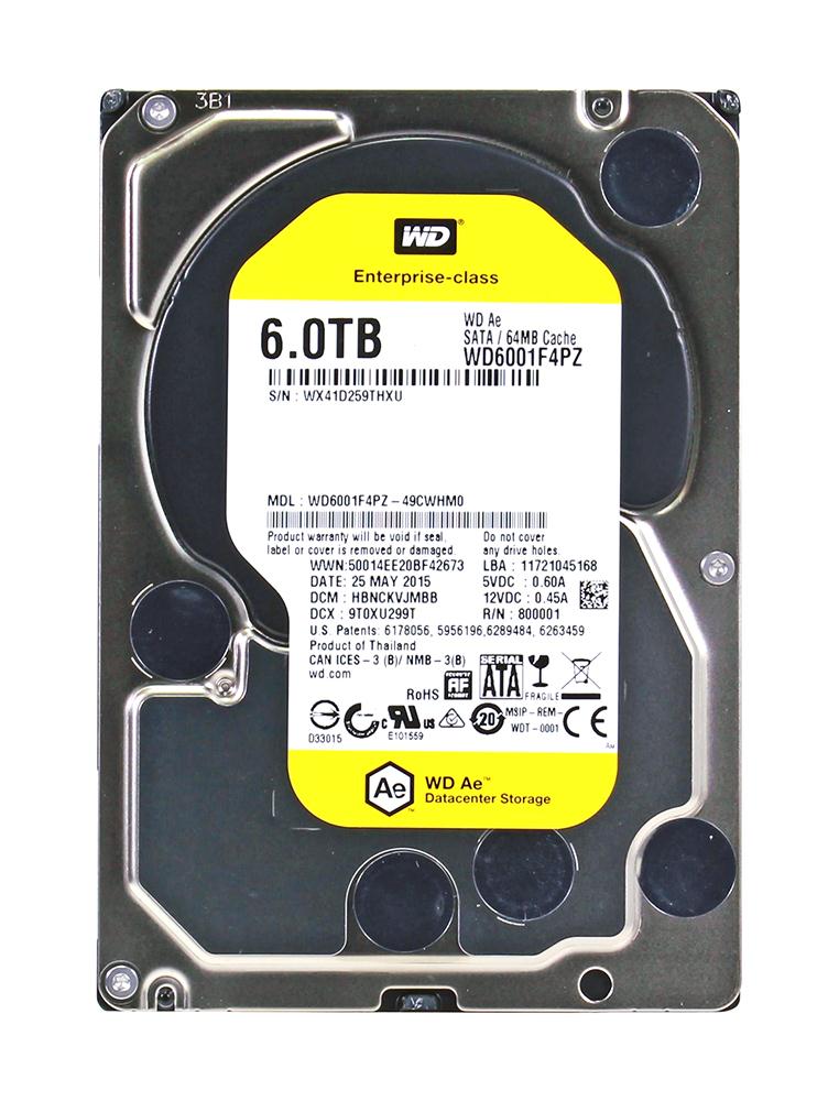 WD6001F4PZ-49CWHM0 Western Digital Ae 6TB 5760RPM SATA 6Gbps 64MB Cache 3.5-inch Internal Hard Drive