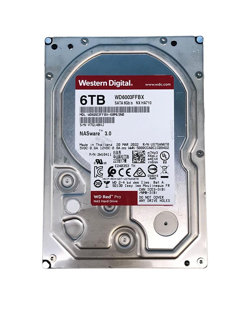 WD6002FFBX Western Digital Red Pro 6TB 7200RPM SATA 6Gbps 128MB Cache 3.5-inch Internal Hard Drive