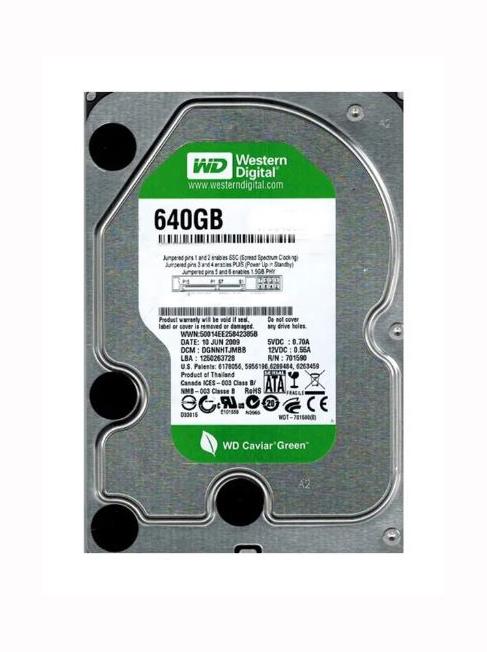 WD6400AACS-00G8B1 Western Digital Caviar Green 640GB 5400RPM SATA 3Gbps 16MB Cache 3.5-inch Internal Hard Drive