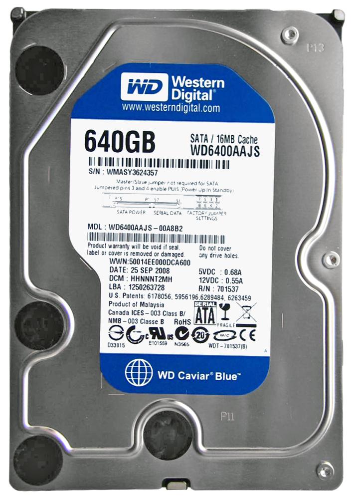 WD6400AAJS Western Digital Caviar Blue 640GB 7200RPM SATA 3Gbps 8MB Cache 3.5-inch Internal Hard Drive