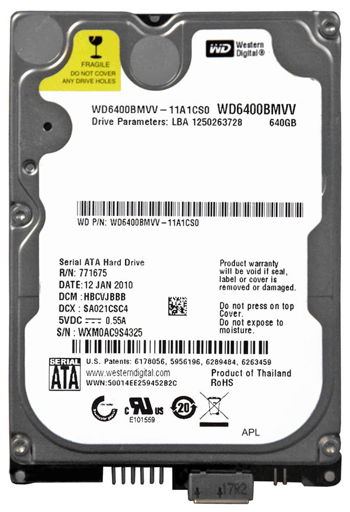 WD6400BMVV-11A1CS0 Western Digital 640GB 5400RPM USB 2.0 2.5-inch Internal Hard Drive