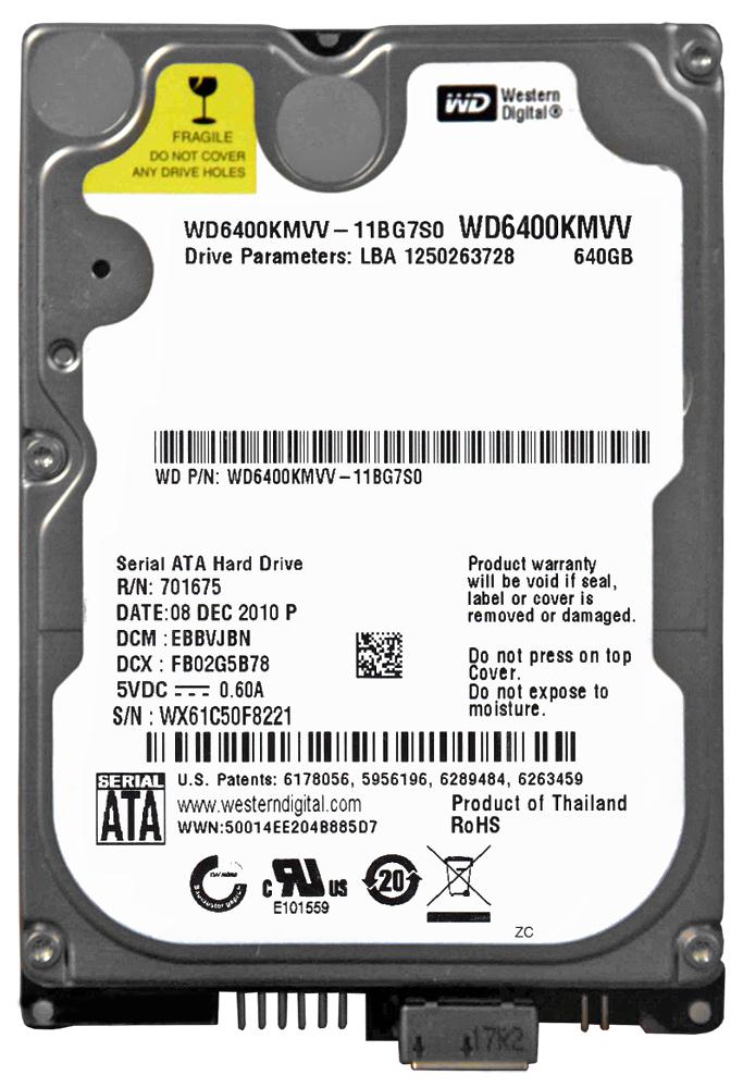 WD6400KMVV Western Digital 640GB 5400RPM USB 2.0 2.5-inch Internal Hard Drive