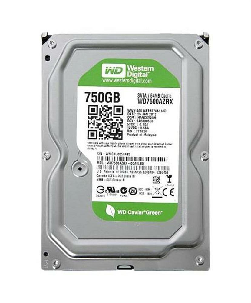 WD7500AZRX-OOA8LBO Western Digital Caviar Green 750GB 5400RPM SATA 6Gbps 64MB Cache 3.5-inch Internal Hard Drive