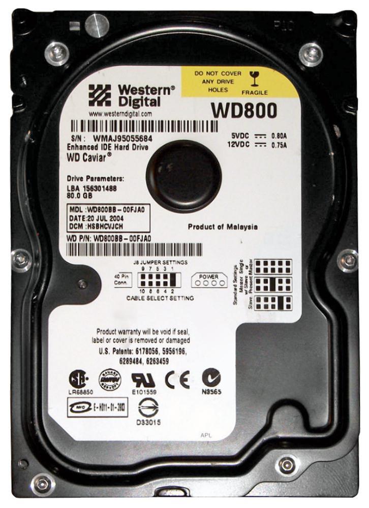 WD800BB Western Digital Caviar Blue 80GB 7200RPM ATA-100 2MB Cache 3.5-inch Internal Hard Drive