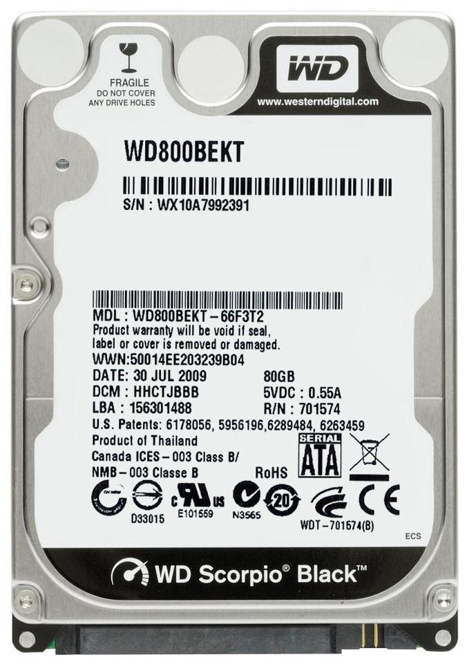 WD800BEKT-66F3T2 Western Digital Scorpio Black 80GB 7200RPM SATA 3Gbps 16MB Cache 2.5-inch Internal Hard Drive