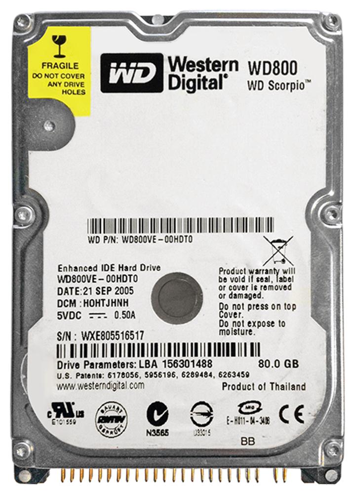 WD800VE Western Digital Scorpio 80GB 5400RPM ATA-100 8MB Cache 2.5-inch Internal Hard Drive