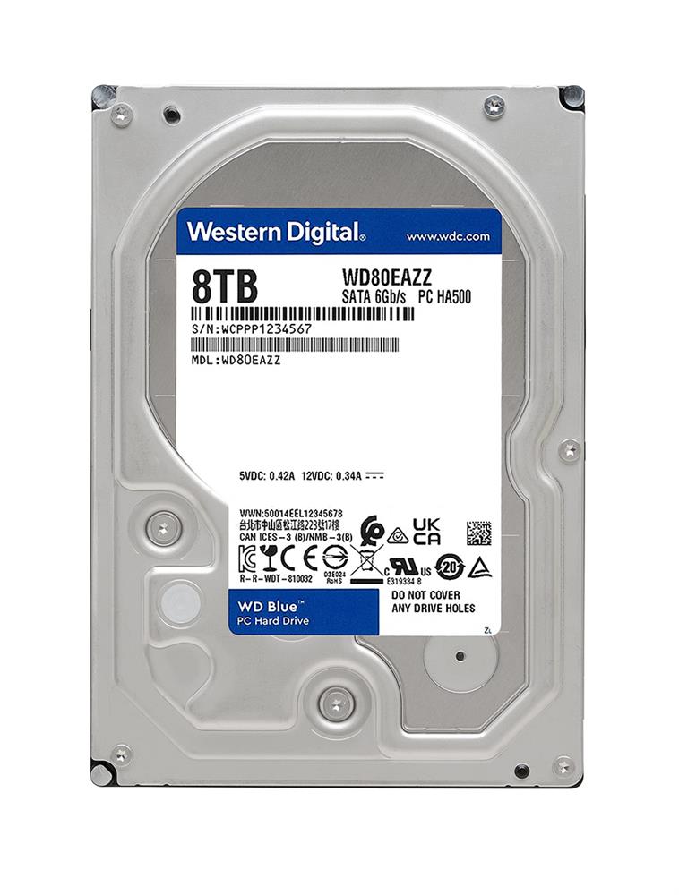 WD80EAZZ Western Digital Blue 8TB 5640RPM SATA 6Gbps 128MB Cache (512e) 3.5-inch Internal Hard Drive