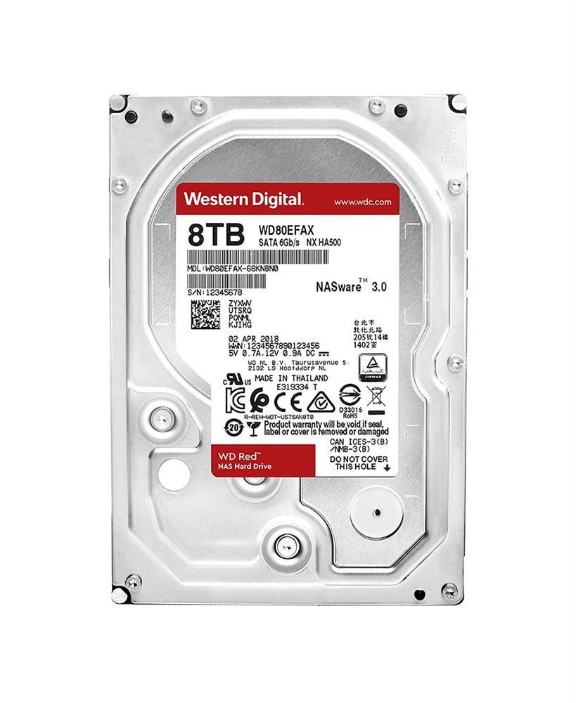 WD80EFAX-68LHPN0 Western Digital Red NAS 8TB 5400RPM SATA 6Gbps 256MB Cache 3.5-inch Internal Hard Drive