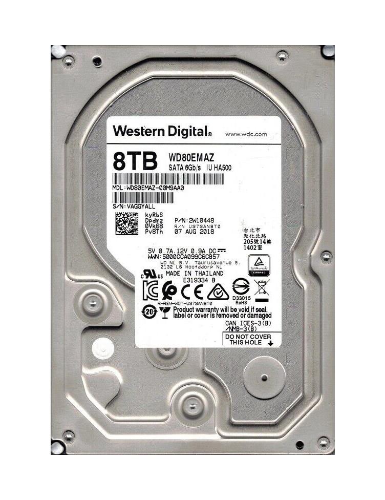 WD80EMAZ-OOM9AAO Western Digital Red 8TB 5400RPM SATA 6Gbps 256MB Cache 3.5-inch Internal Hard Drive