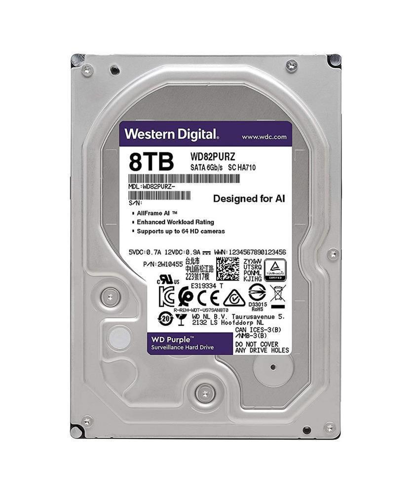 WD84PURZ Western Digital Purple 8TB 5640RPM SATA 6Gbps 128MB Cache 3.5-inch Internal Hard Drive