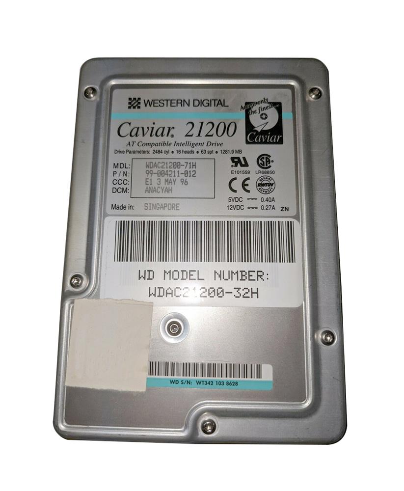 WDAC21200-71H Western Digital Caviar 1.2GB 5200RPM ATA/IDE 128KB Cache 3.5-inch Internal Hard Drive