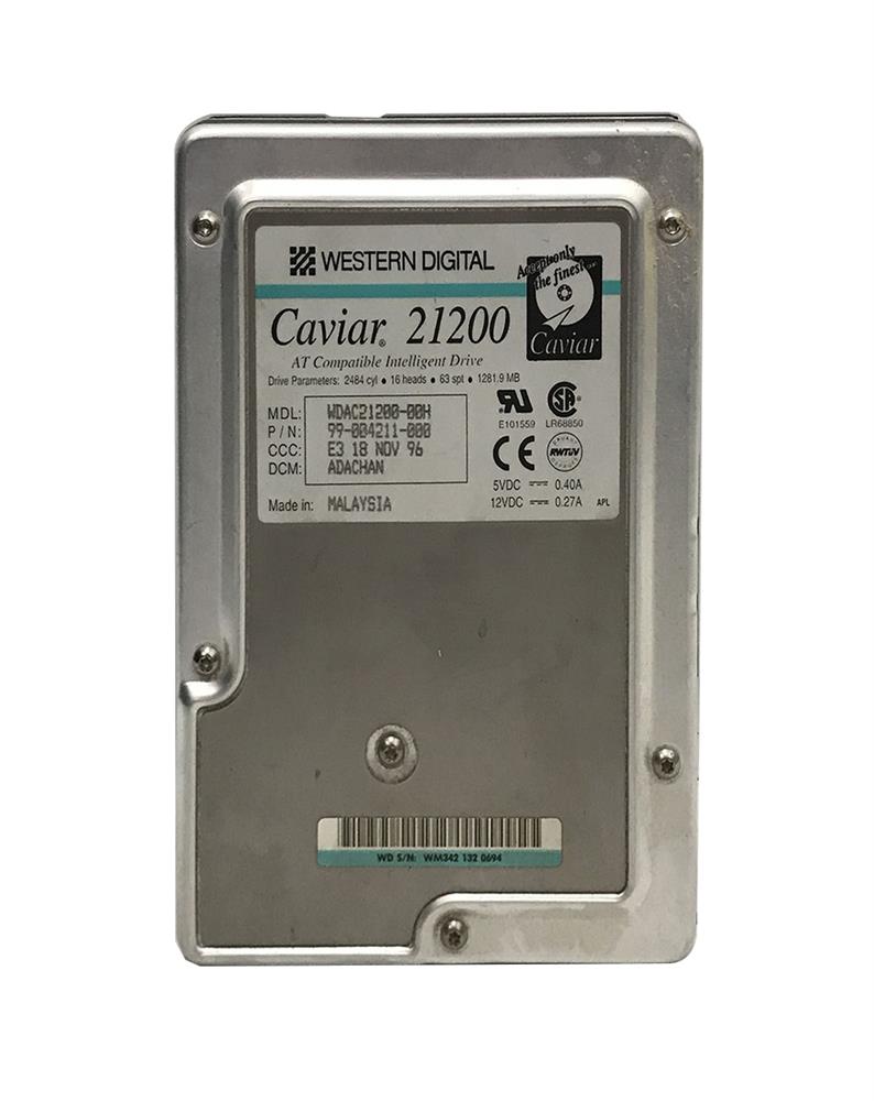 WDAC21200 Western Digital Caviar 1.2GB 5200RPM ATA/IDE 128KB Cache 3.5-inch Internal Hard Drive
