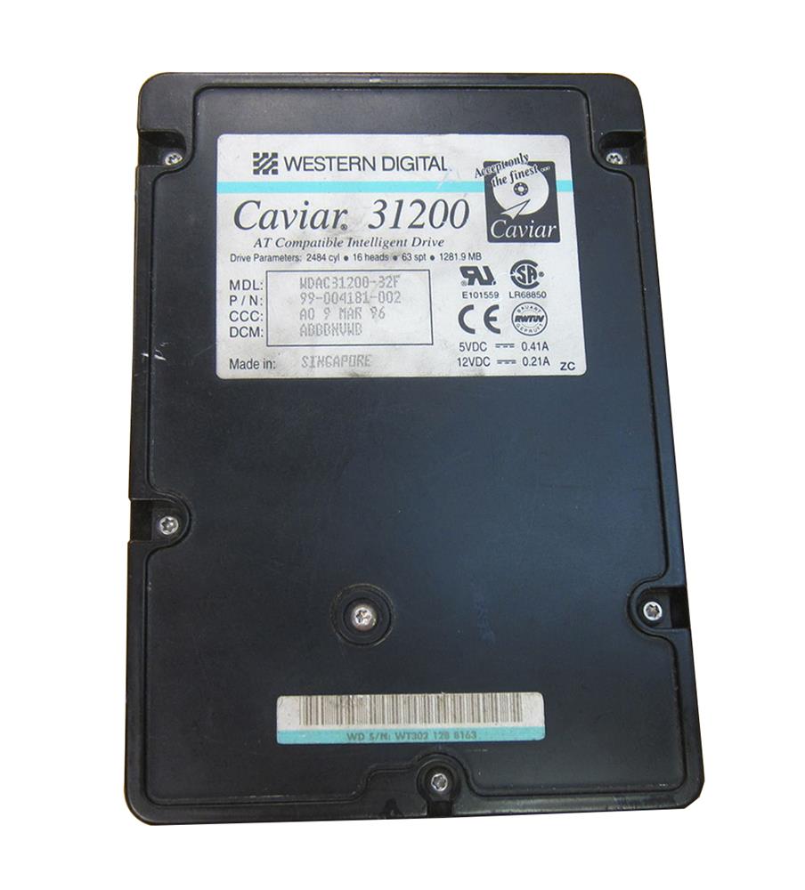 WDAC31200 Western Digital Caviar 1.2GB 4500RPM ATA/IDE 64KB Cache 3.5-inch Internal Hard Drive