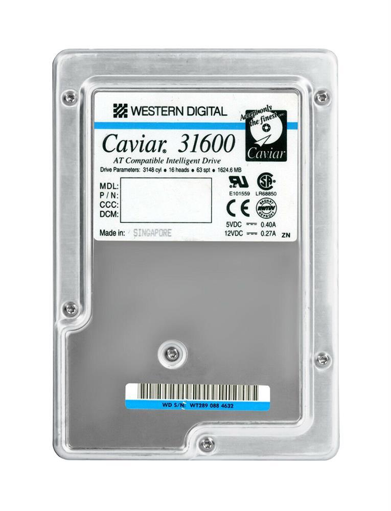WDAC3160018H1 Western Digital Caviar 1.6GB 5200RPM ATA/IDE 128KB Cache 3.5-inch Internal Hard Drive
