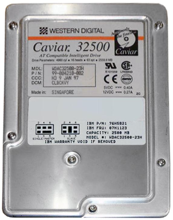 WDAC32500-23H Western Digital Caviar 2.5GB 5200RPM ATA/IDE 128KB Cache 3.5-inch Internal Hard Drive