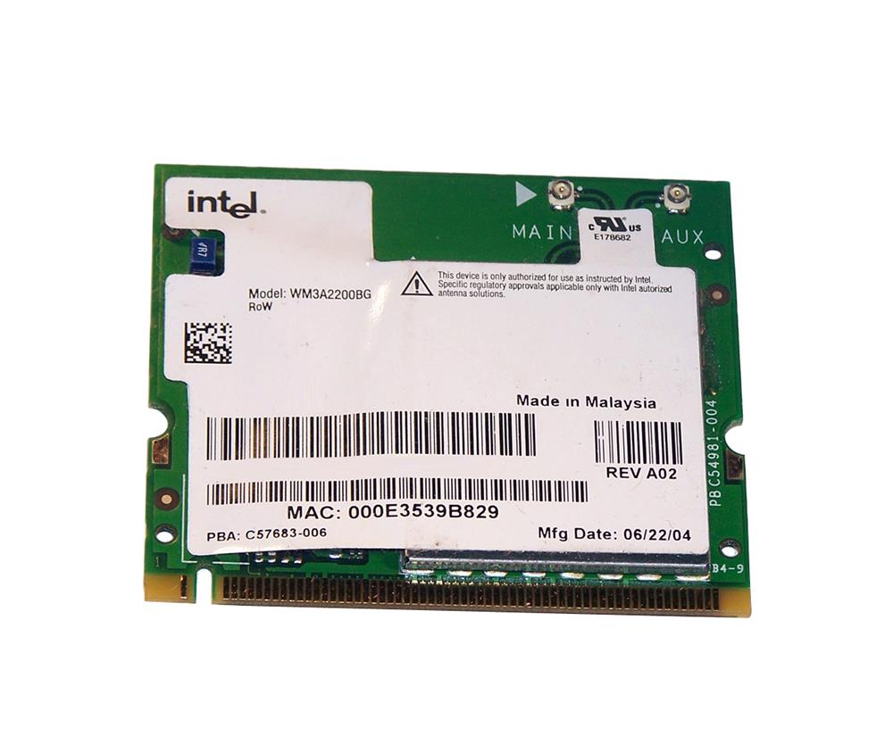 WM3A2200BG Intel PRO/Wireless 2200BG 2.4GHz 54Mbps IEEE 802.11b/g mini PCI Wireless Network Adapter