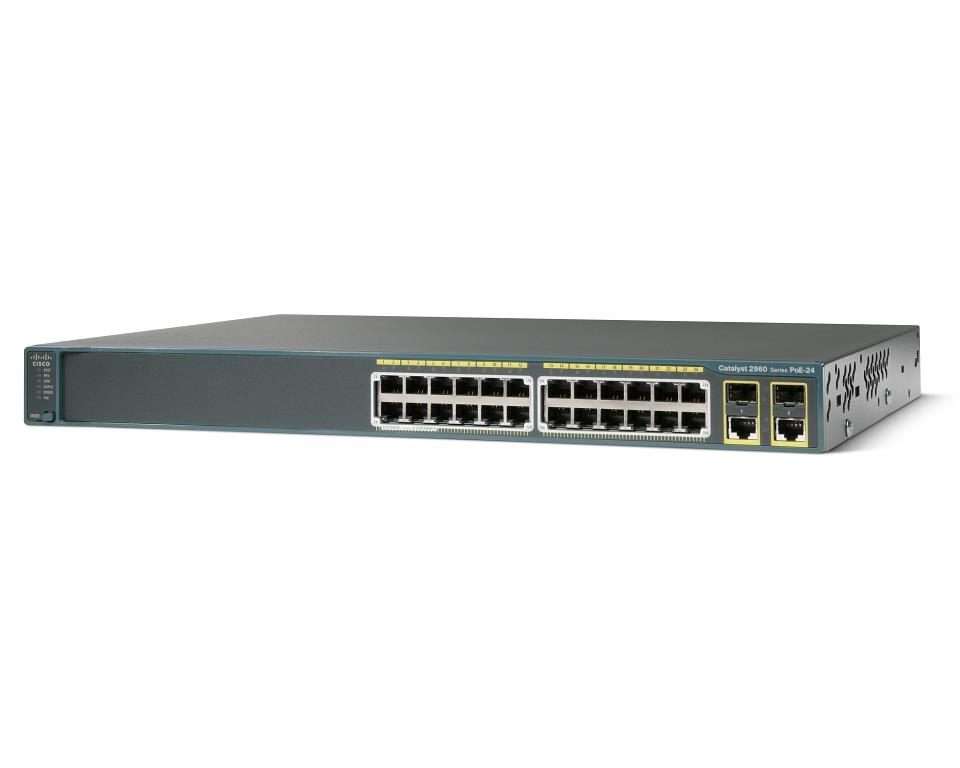 WS-C2960-24PC-L Cisco Catalyst 2960-24PC-L 24-Ports RJ-45 100Mbps 10Base-T/100Base-TX Fast Ethernet Rack-mountable PoE Managed Switch with 2x 1000Base-T and 2x SFP (mini-GBIC) Ports (Refurbished)