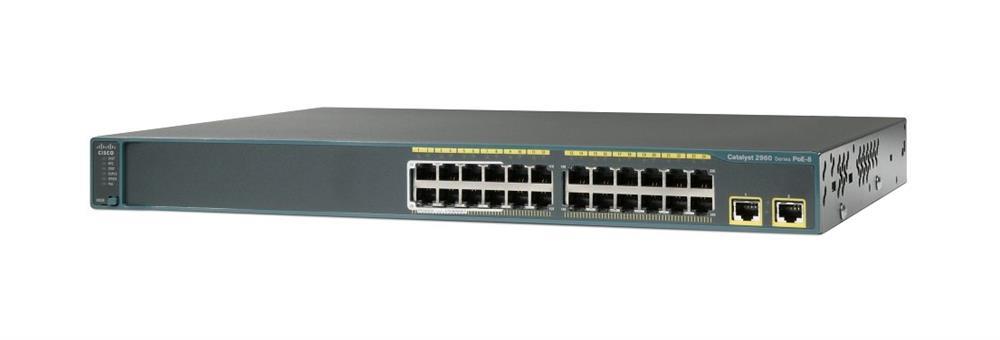 WS-C2960-24TT-L Cisco Catalyst 2960 24-Ports 10Base-T Manageable Layer2 Ethernet Switch with 2x 10/100/1000-TX Gigabit Ethernet Uplink Ports (Refurbished)
